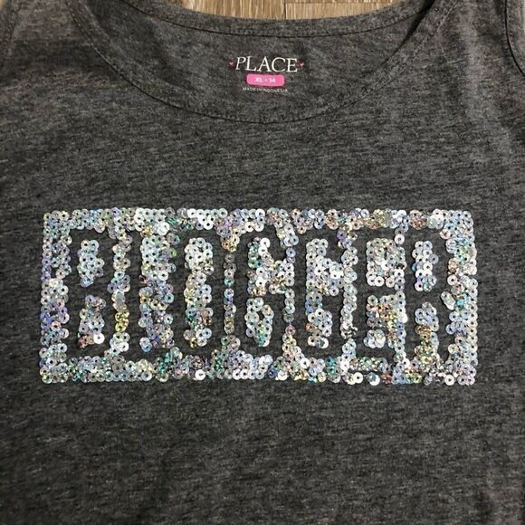 Children’s Place cold shoulder graphic t shirt Blogger sequin XL - Picture 3 of 8